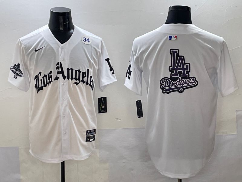 Men Los Angeles Dodgers Blank White Five generations Joint Name 2025 Nike MLB Jersey style 68